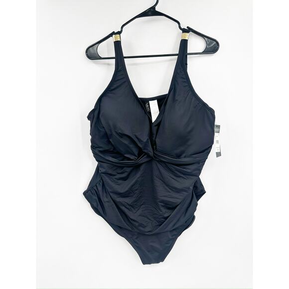 Lauren Ralph Lauren Black Plus Size Tummy Control One Piece Swimsuit 22W NWT - Picture 1 of 5